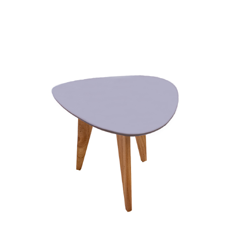 Mesa Púa chica tapa fibrolaqueado gris patas madera paraíso